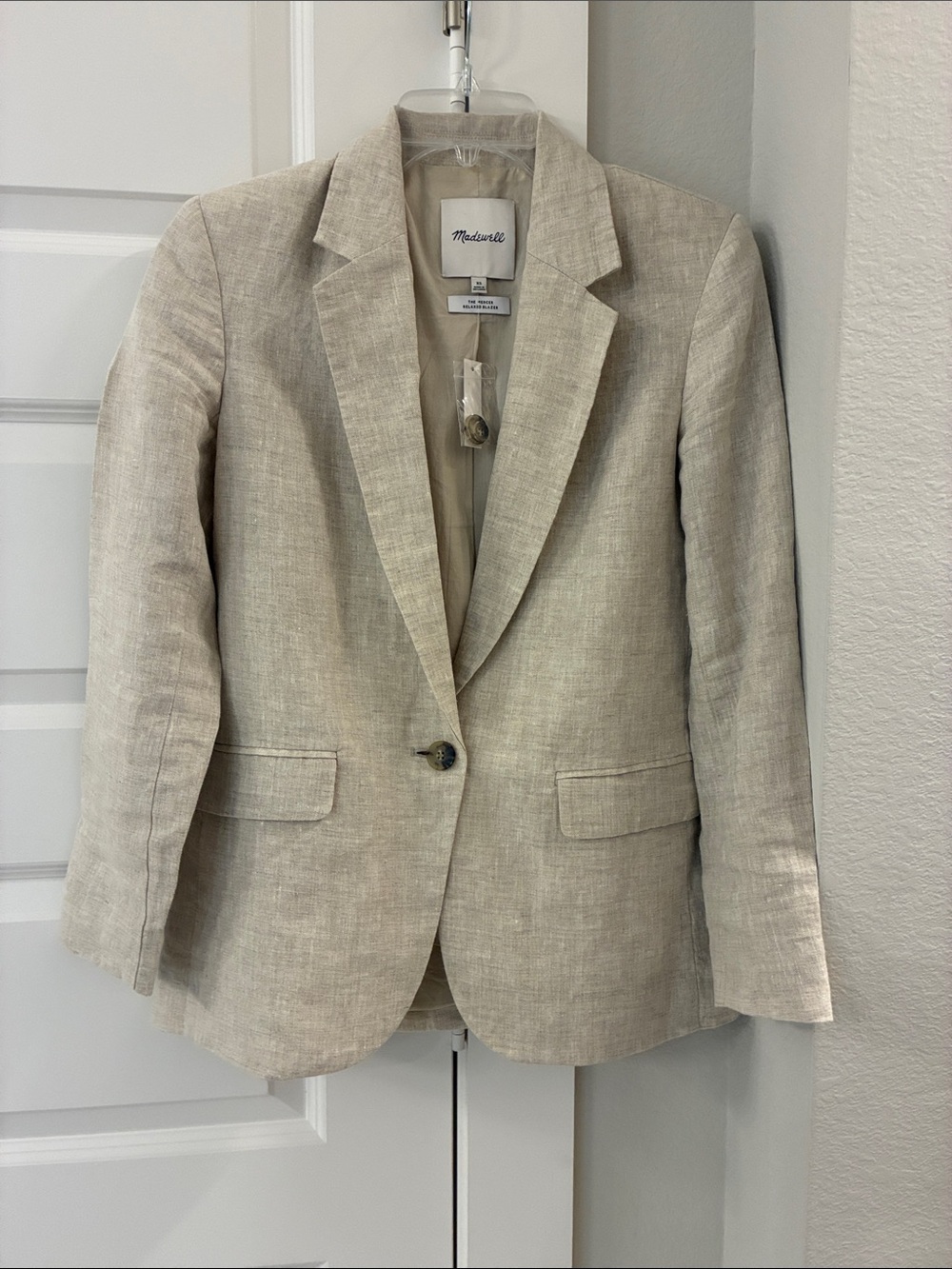 Madewell The Mercer Relaxed Blazer Linen Single-Button Blazer